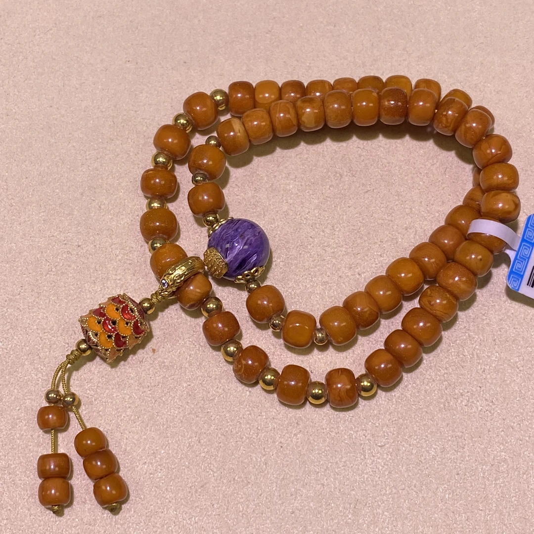 【七七八珠宝】ZX007612老蜡老型双圈diy紫龙晶6-7mm