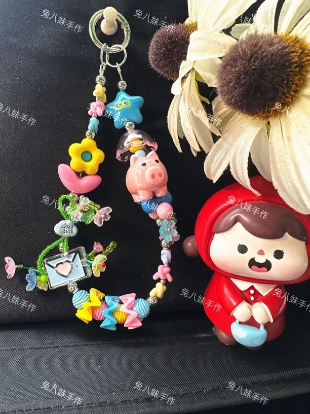 手工原创萌粒手机链包挂配珠萌粒可以定制