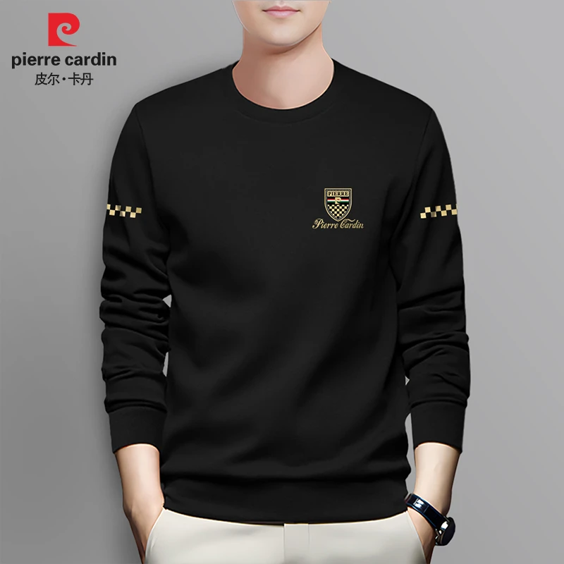 皮尔卡丹专柜正品男式卫衣商务休闲金标款加绒圆领长袖大码P80277