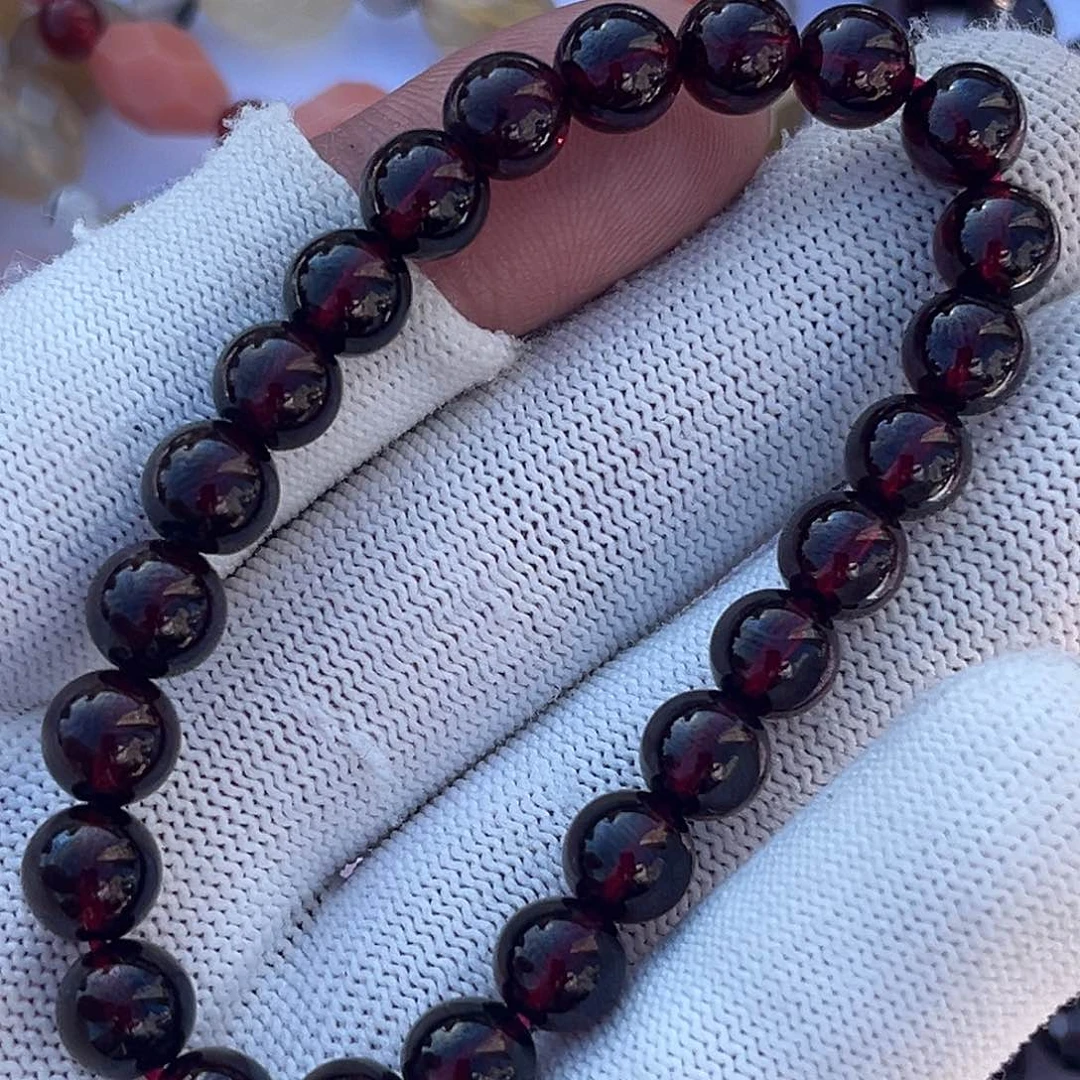 烟晶戒指银S925镶嵌暖*呀石榴石手串