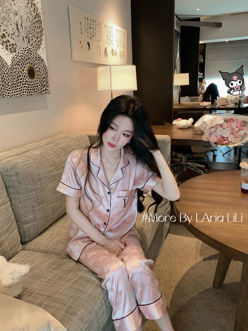 LAria维家蝴蝶 性感冰丝睡衣女2025新款夏季高级感家居服纯欲风