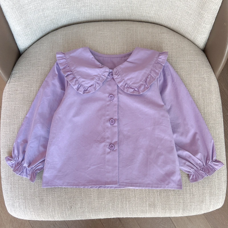 【花边公主领衬衫 小洛妈咪】女宝宝衬衣春季新款女童外套装儿童B14