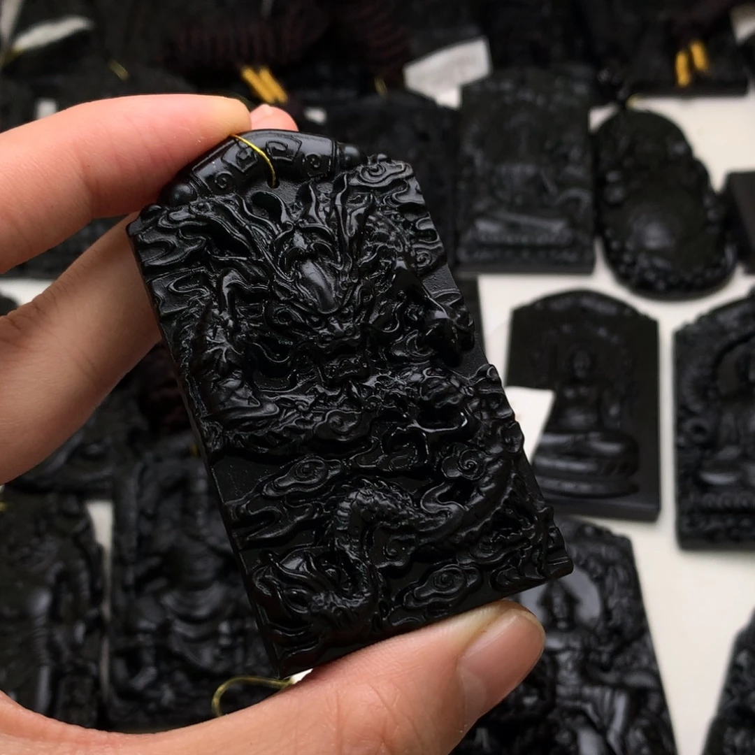 天然缅甸a货钢琴黑挂件