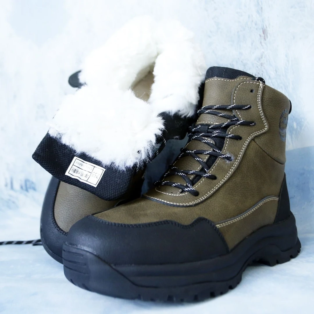 雪地靴男士防水防滑皮毛一体羊毛棉靴东北冬季高帮厚底羊毛防寒靴