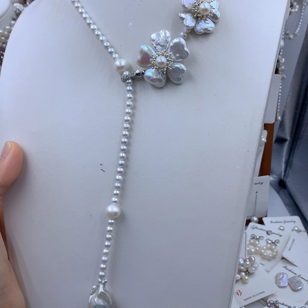 晴***晴淡水珍珠项链耳饰银S925镶嵌