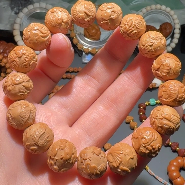 猴头核桃手串莲花鱼