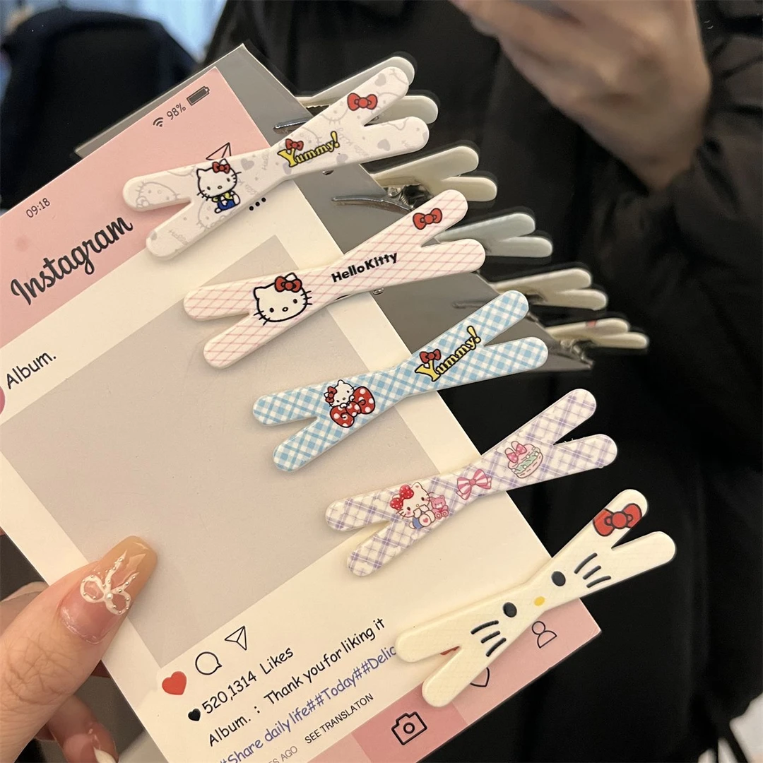 可爱交叉KT猫发夹卡通学生刘海夹ins风小清新边夹少女百搭发卡