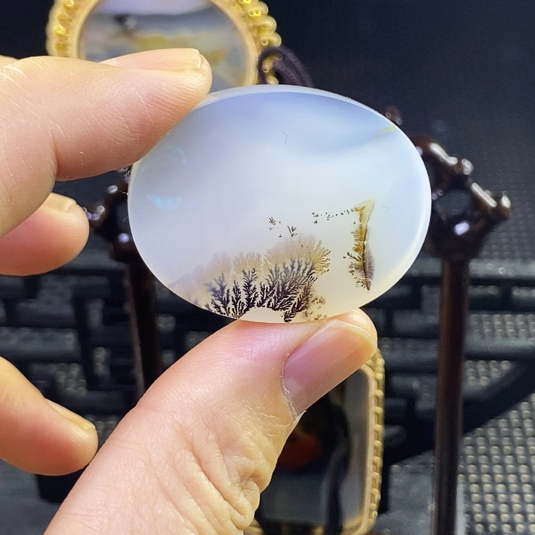 合成碳硅石非金属时尚图纹画面石饰品