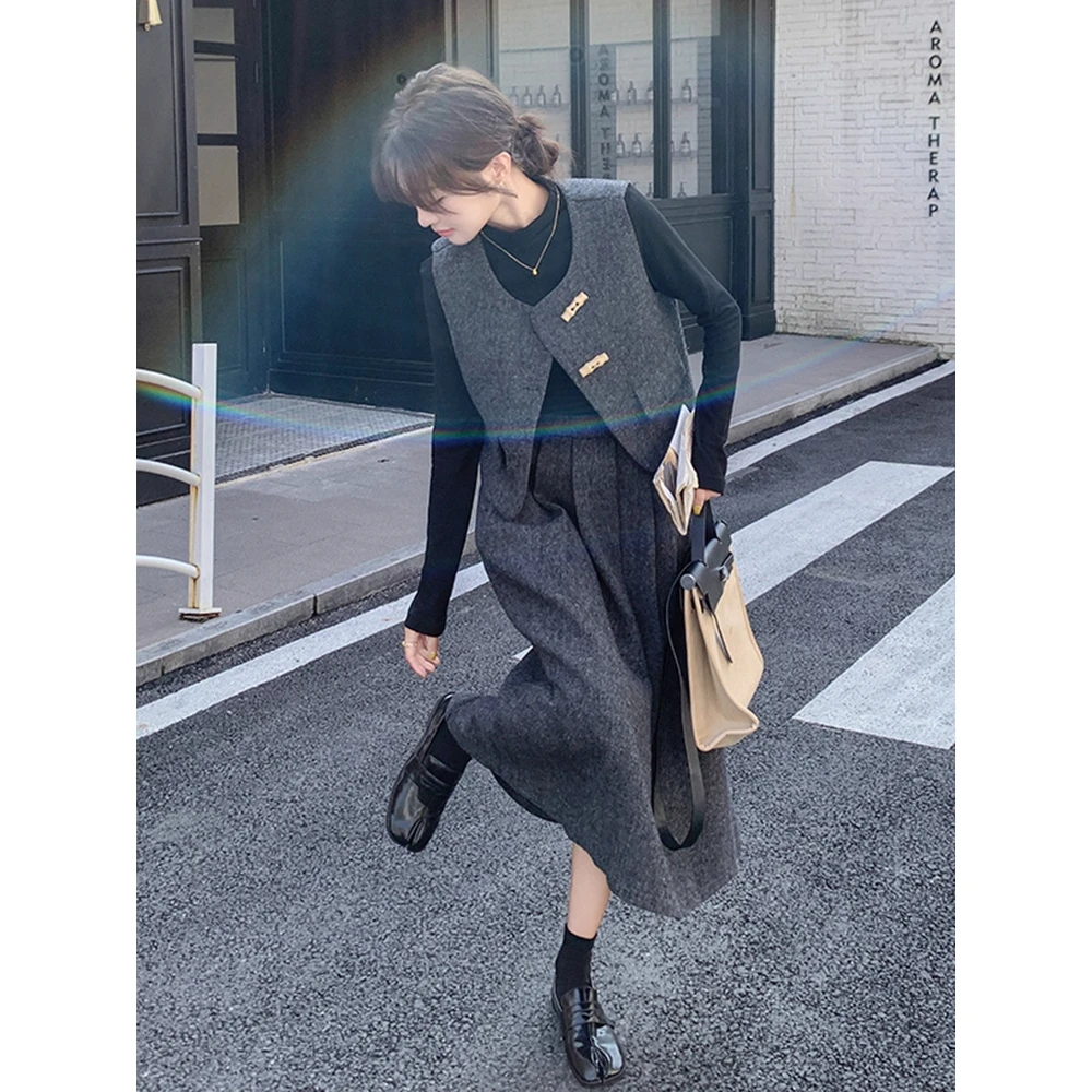 小香风马甲套装裙女秋冬2025新款韩剧穿搭轻奢高级感半身裙三件套