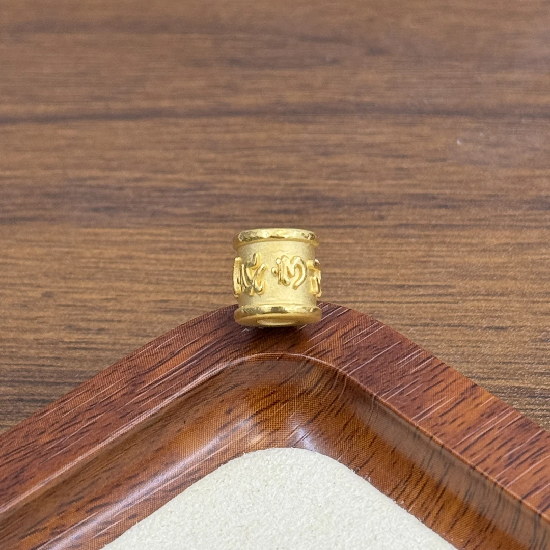 水贝黄金足金999加厚10mm六字真言桶珠DP2167