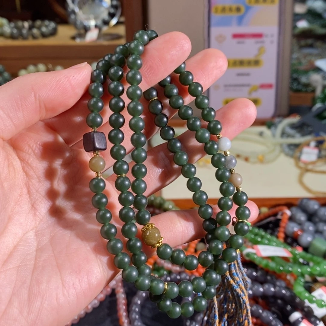 和田玉手链未镶嵌浅**光