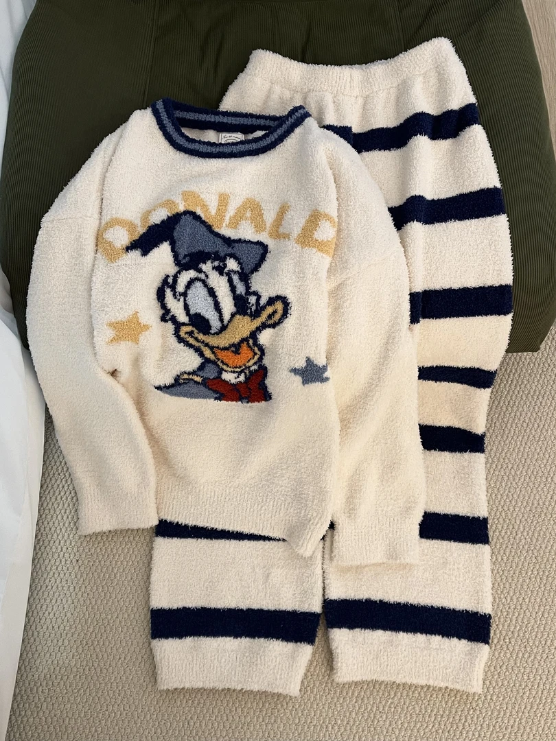 【DMXJ大梦想家】冬新款加绒卡通唐老鸭半边绒睡衣女可爱家居服套装