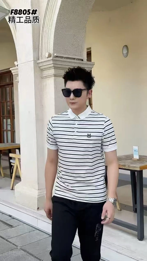 短袖青春活力男装半袖Polo衫条纹男士夏季翻领纽扣