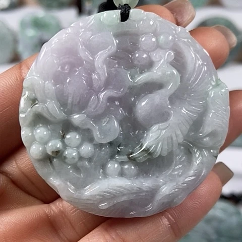 翡翠颈饰未镶嵌凤穿牡丹两面工福利