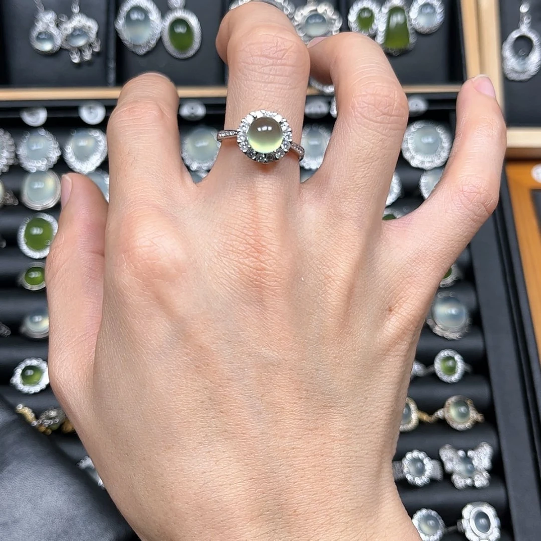 【闪购商品】岫玉戒指银S925镶嵌骏*
