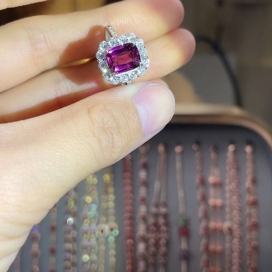 戒指银S925镶嵌碧玺