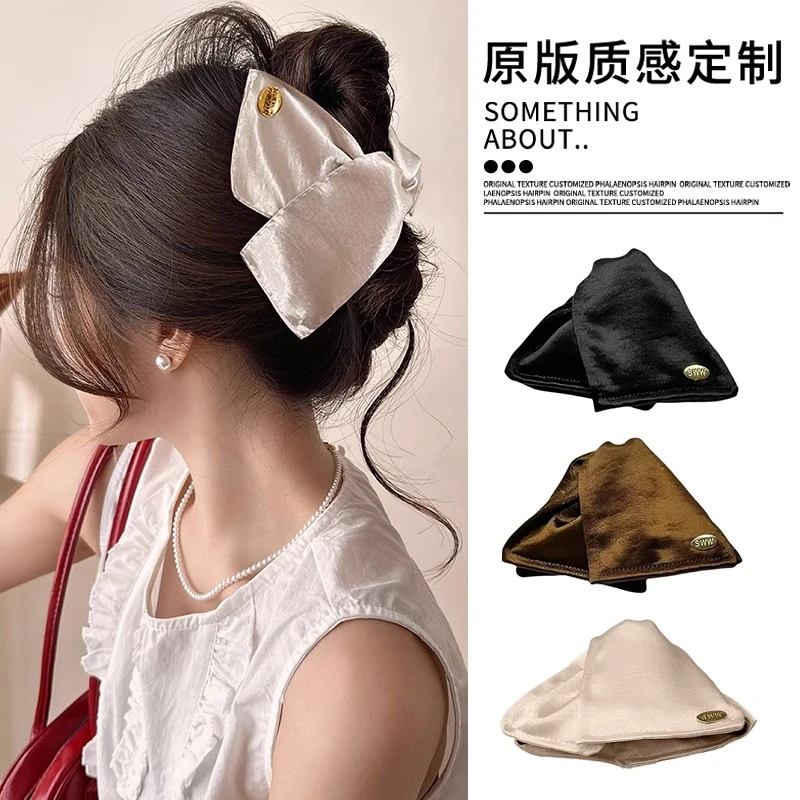 缎面贝壳三角抓夹女气质大号发夹新款后脑勺盘发鲨鱼夹后脑勺抓夹