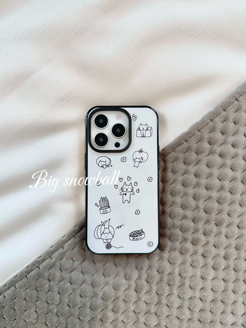 简约涂鸦猫咪适用于苹果多型号手机壳161514全包防摔小众卡通