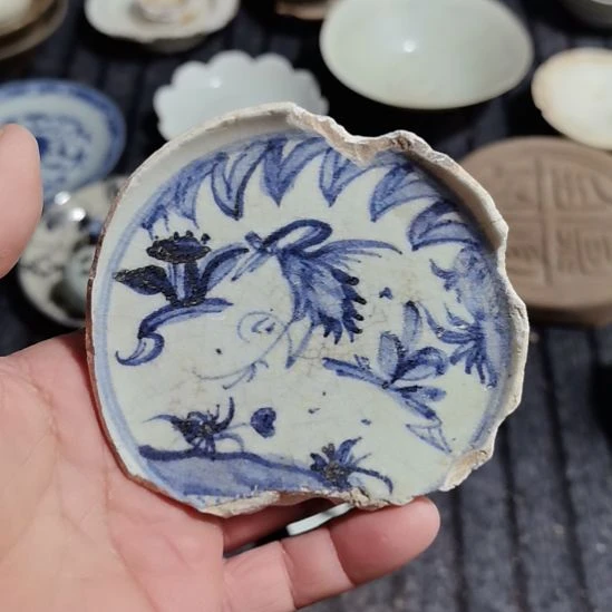 瓷片青花影青杯垫学习标本