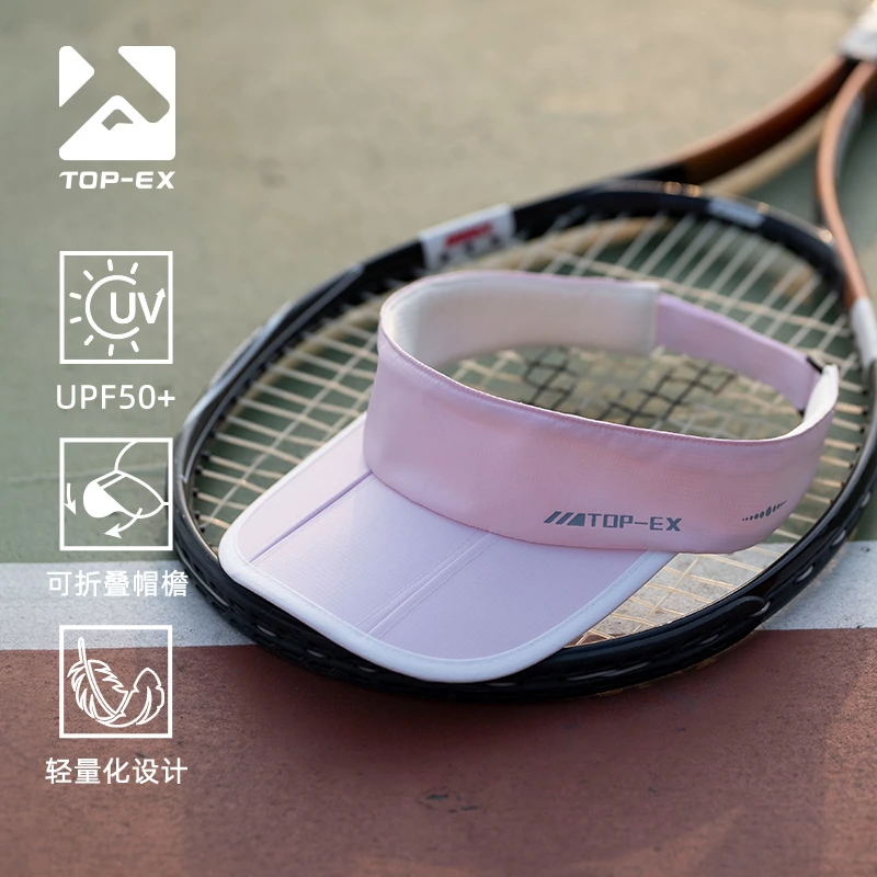 TOP-EX跑步帽女夏户外遮阳网球帽马拉松防晒空顶帽可三折叠速干帽