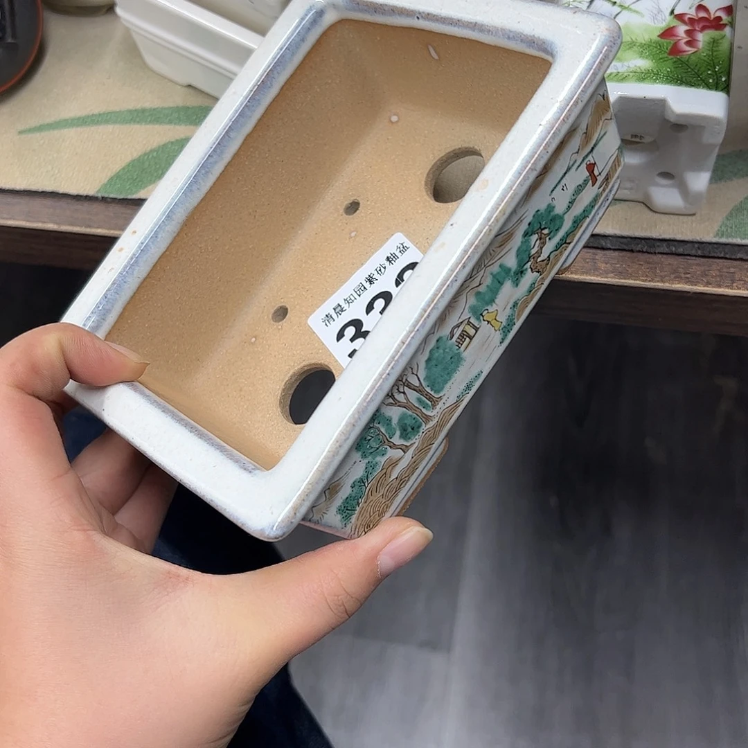 蓝***亼花盆紫砂332号瑕疵