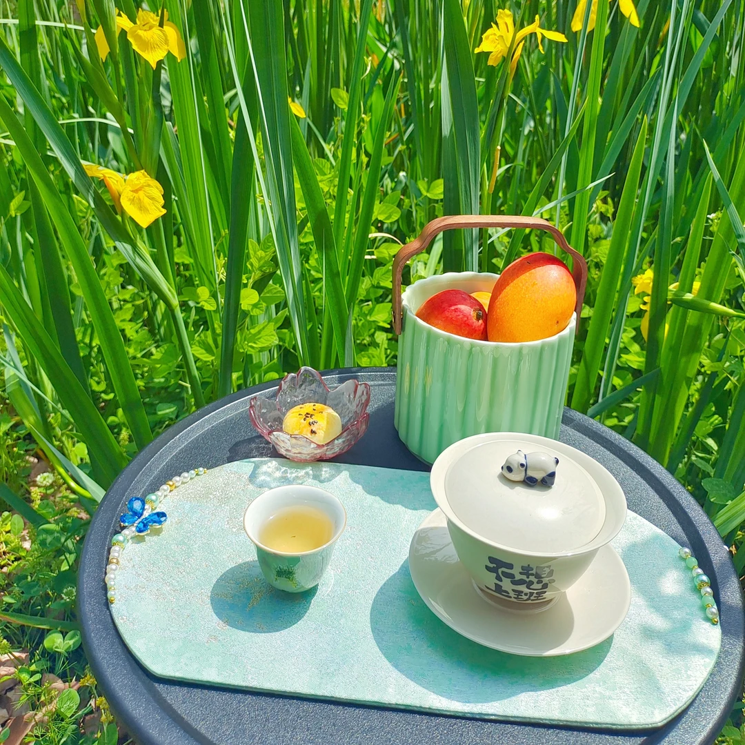 新中式高颜值手工订珠小茶席餐垫置物垫蝴蝶珍珠茶席