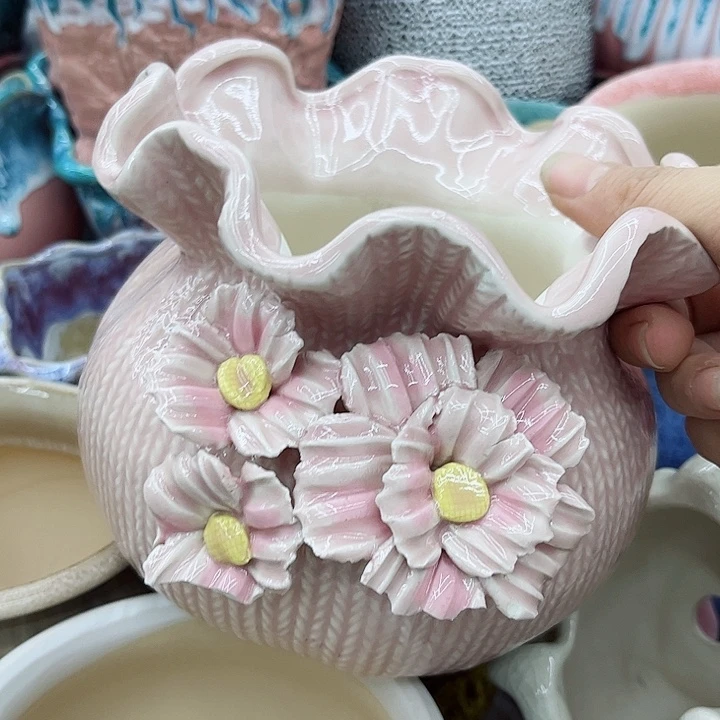 多肉绿植陶瓷花盆9.9包邮，有孔