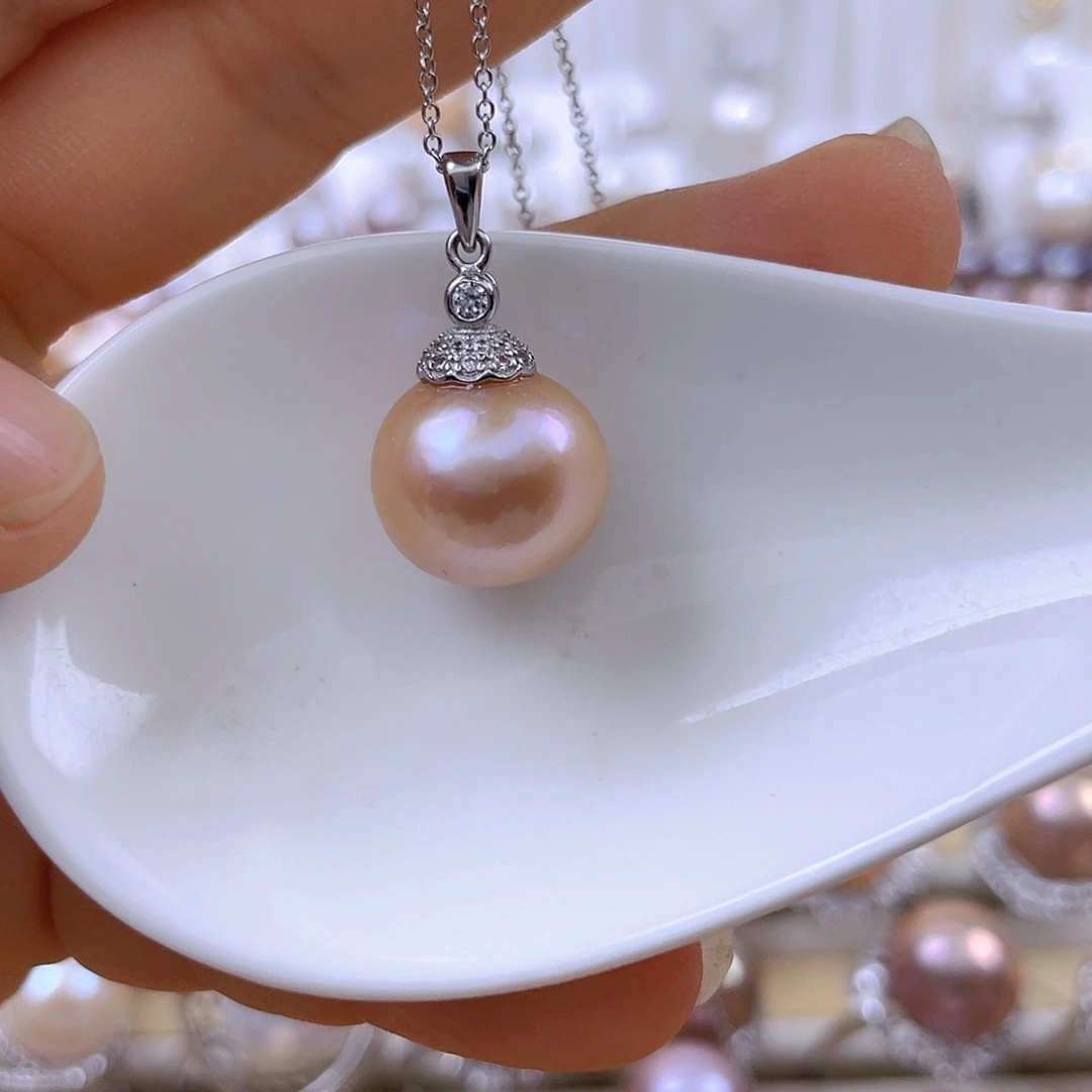 淡水珍珠银S925镶嵌吊坠(赠链)