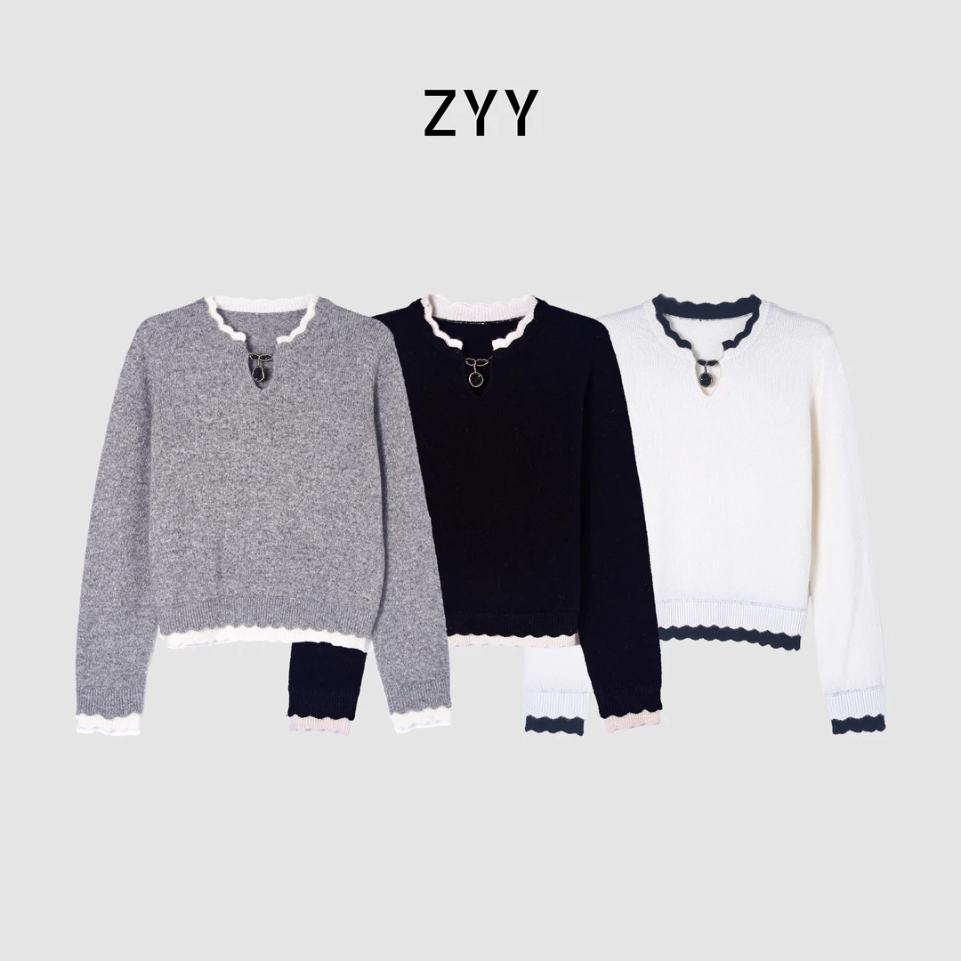 ZYY【凡尔赛迷雾】2025/新款设计感百搭显瘦舒适针织衫X25DMY05980