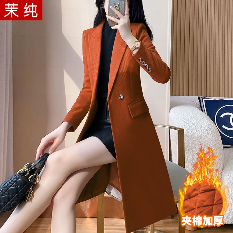 毛呢外套女2025新款卡其色中长款修身风衣高级感超好看的工装大衣