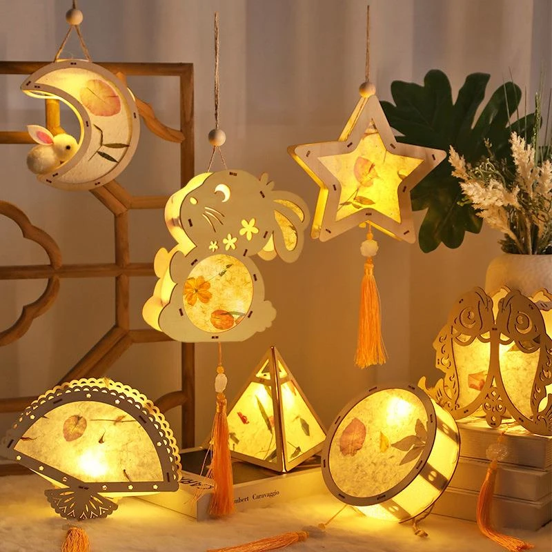 FAVMARTHA2025款手提中秋节灯笼蝴蝶儿童中式覆古花灯手工diy兔子