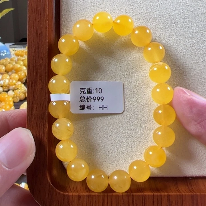 琥珀颈饰未镶嵌9.6mm精工圆珠焦皮hh