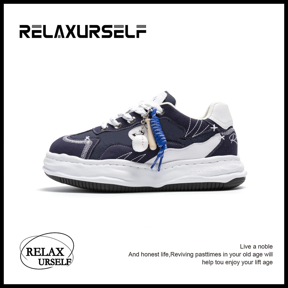 RELAXURSELF干净痞帅潮牌鞋国潮鞋厚底潮鞋鞋子ins百搭男鞋增高鞋