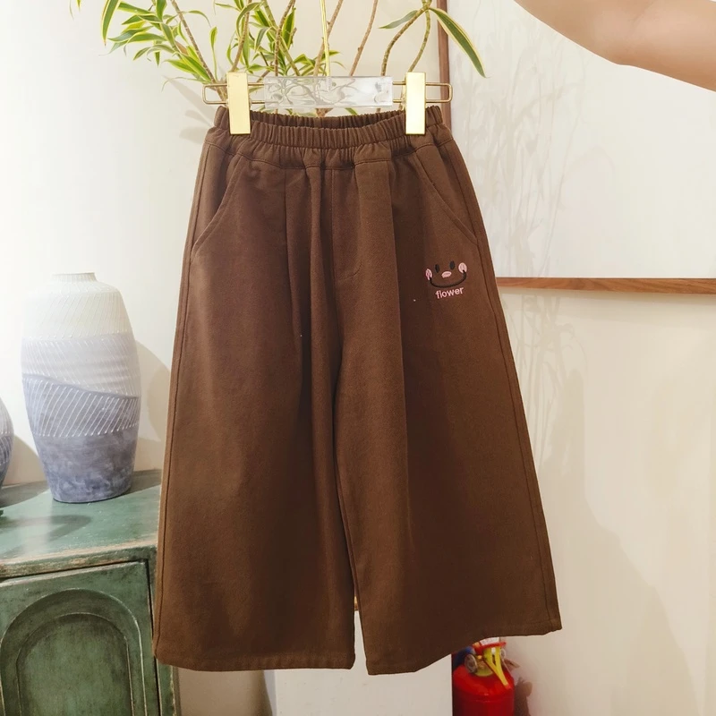 【云朵小葵】女童洋气纯色笑脸刺绣百搭休闲裤1112913