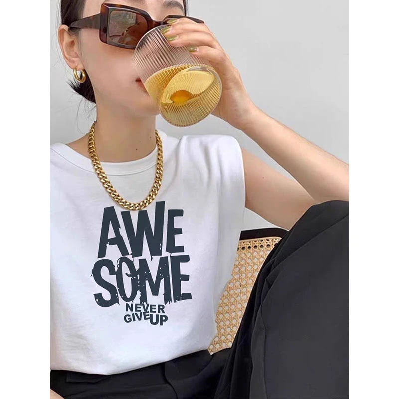 外穿背心女2025新款字母无袖t恤女时尚百搭宽松休闲上衣薄款夏季