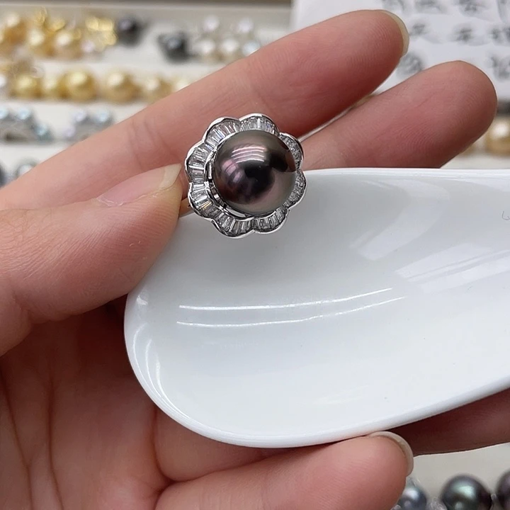 海水珍珠戒指银S925镶嵌