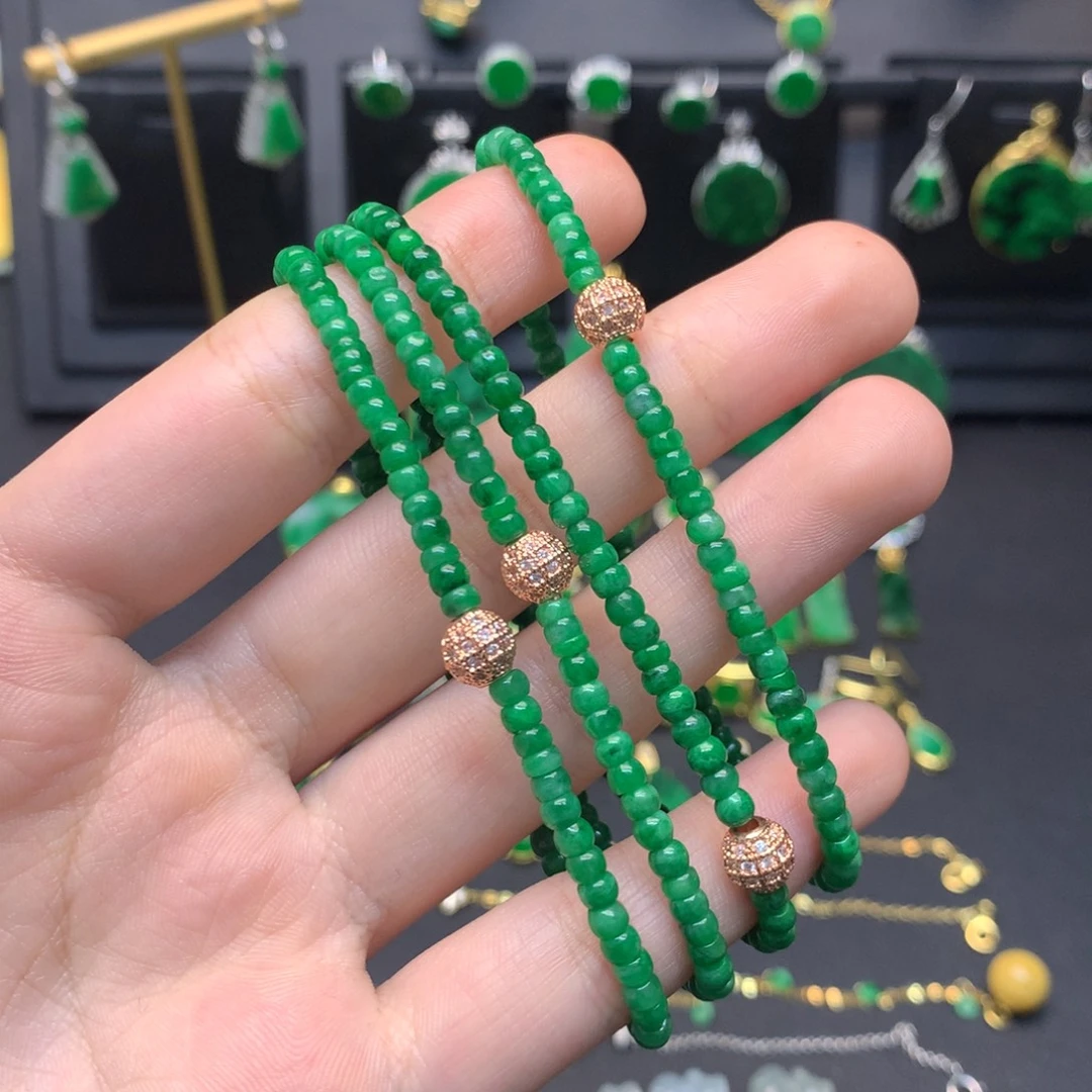 翡翠未镶嵌手串有纹裂