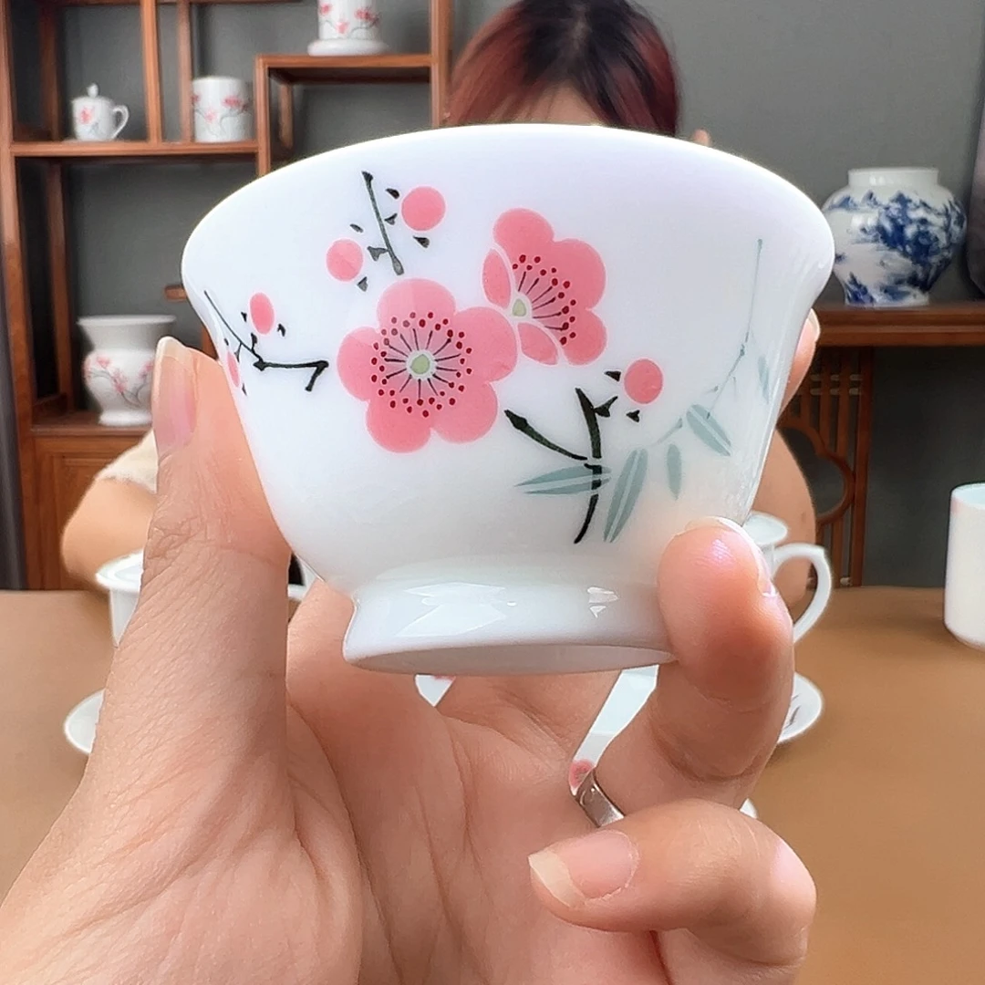 翠竹红梅小撇口杯
