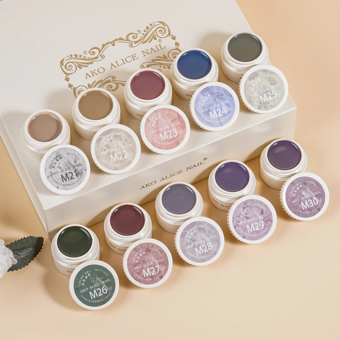 新品AKO灌装甲油胶实色胶透色裸色胶美甲店专用液态多种颜色可选
