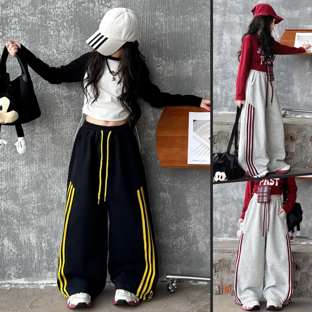 女童套装秋季新款中大童休闲运动裤儿童宽松洋气卫裤女孩阔腿裤子