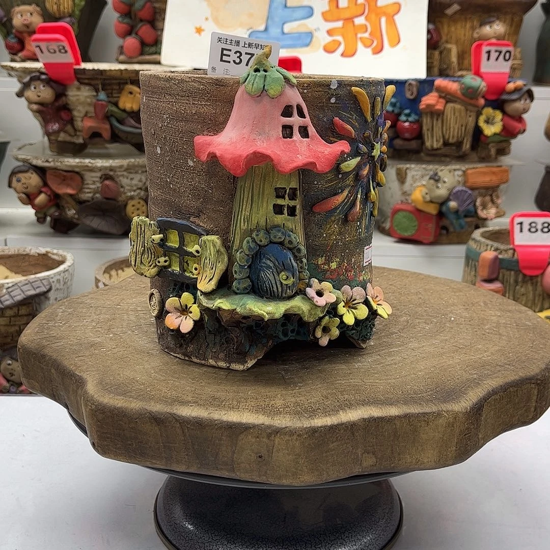 花盆377粗陶麦饭石花盆
