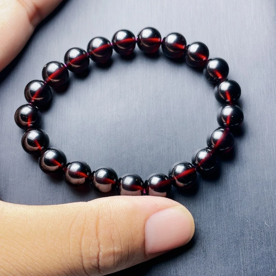 石榴石手链未镶嵌福利9.0MM高品质酒红单圈