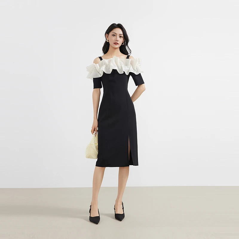 爱客【线下专柜同款】吊带瑞丽风拼接设计师时尚连衣裙YA25214L019