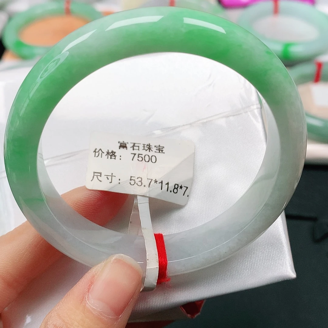 翡翠手镯未镶嵌天然翡翠手镯53.7