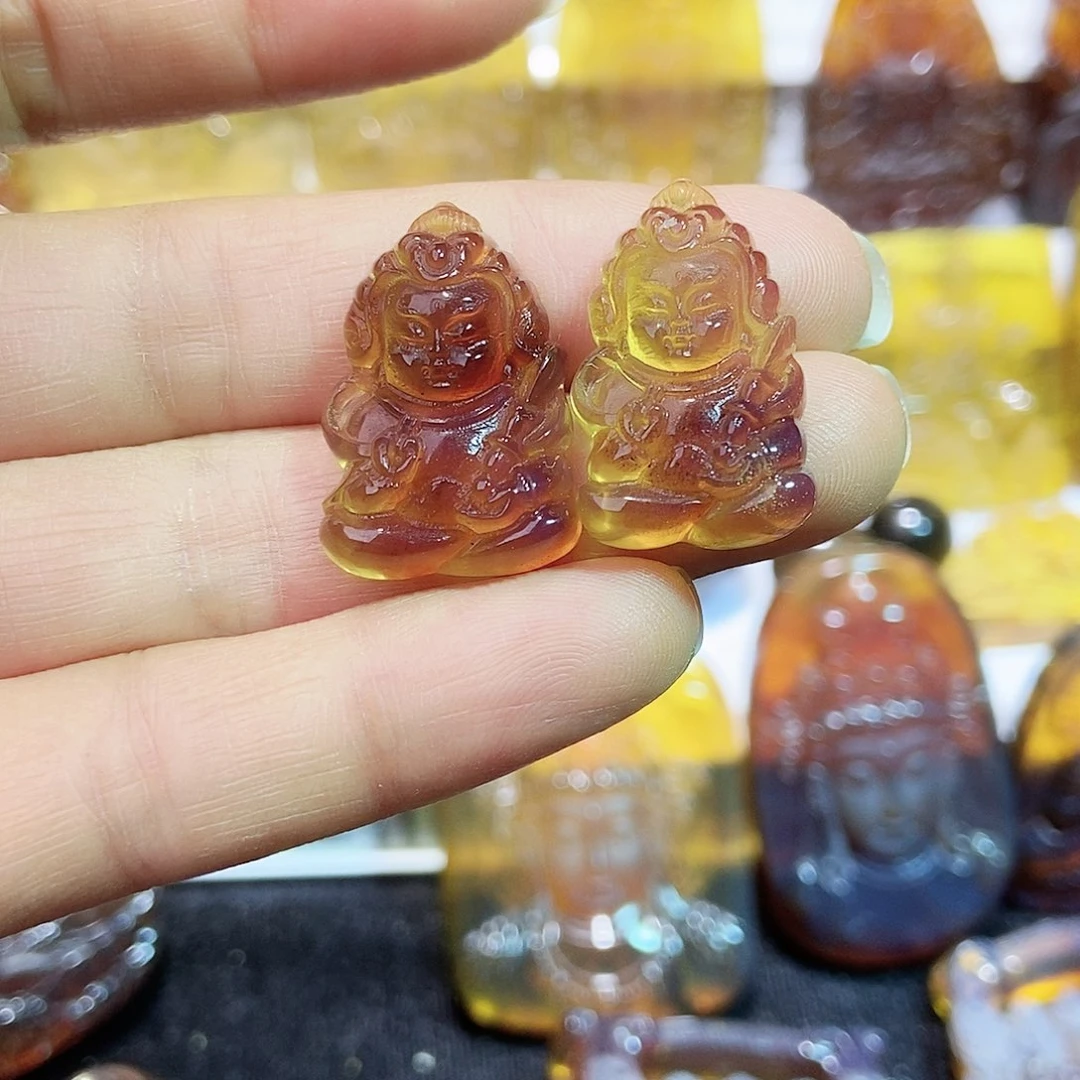 琥珀颈饰未镶嵌韦驮菩萨44号