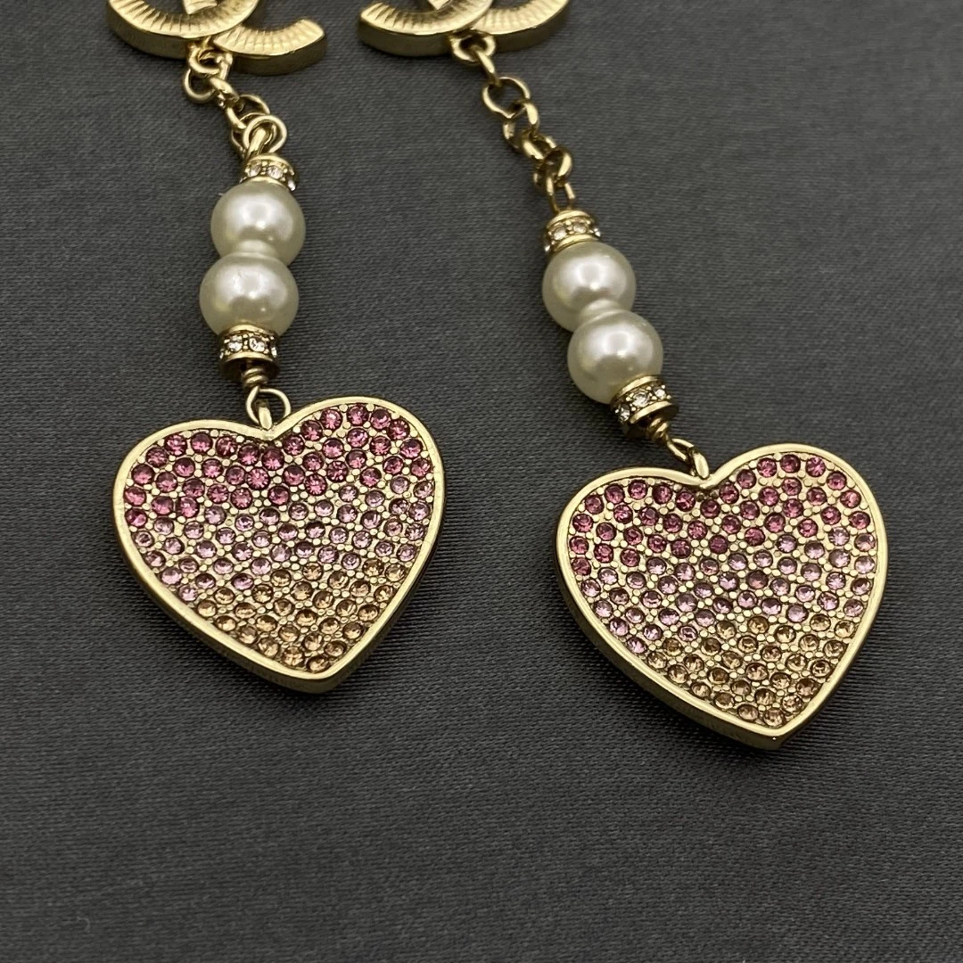 铜合金合成锆石耳饰 DD6XG-03376欧美耳环爱心吊坠轻奢贵气大方