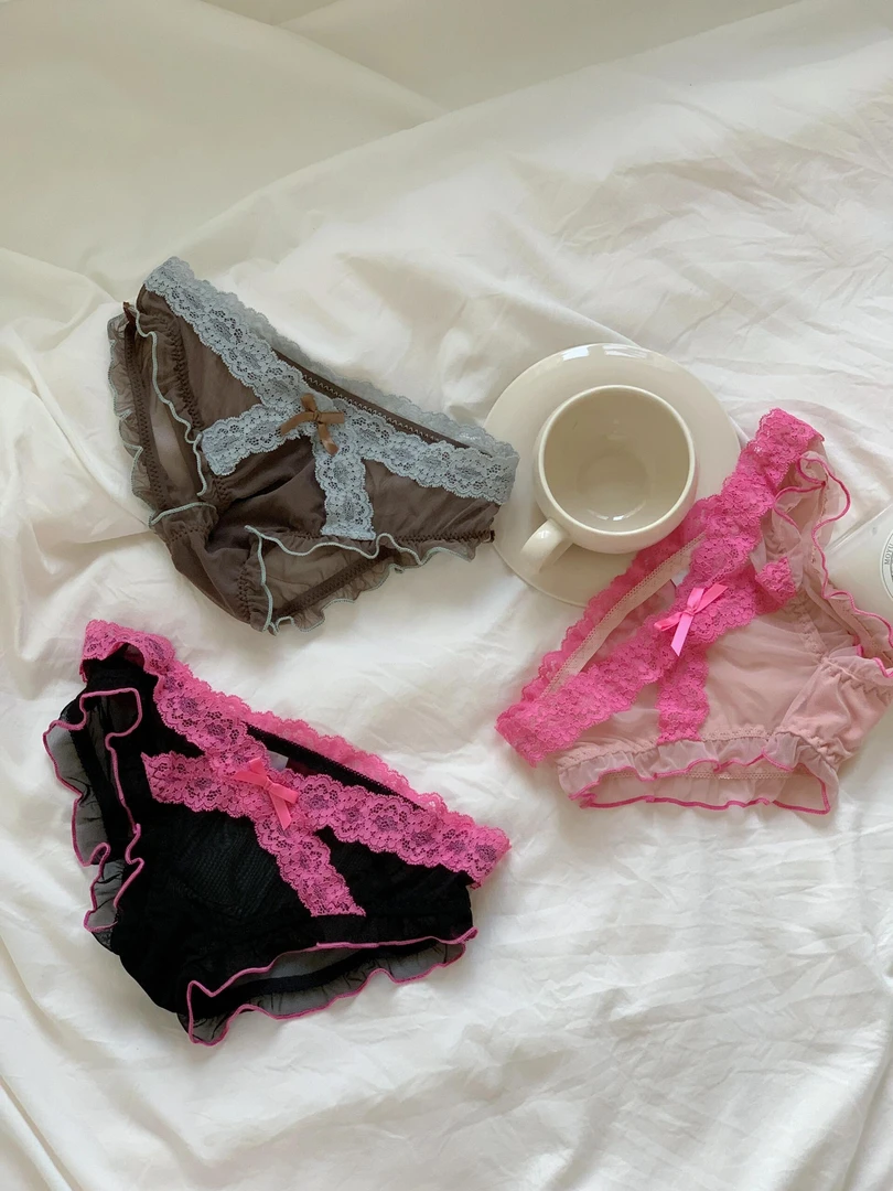 法式甜欲网纱蕾丝多巴胺甜美纯欲少女内裤