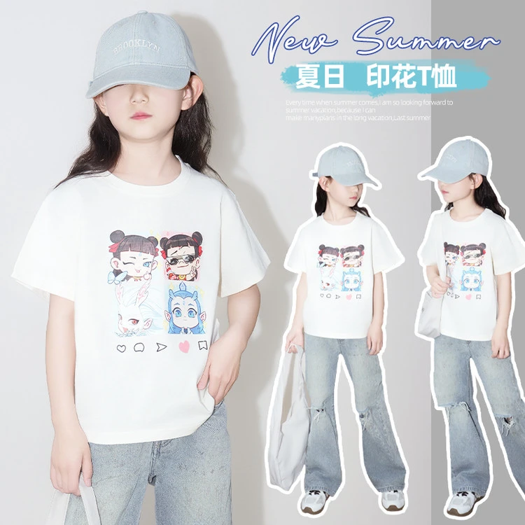 T恤韩版夏季卡通动漫印花女童中大童