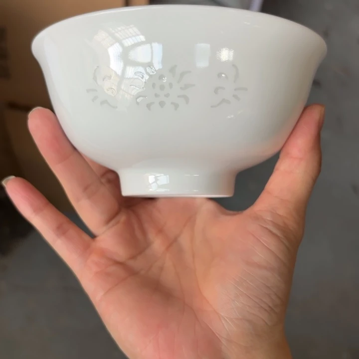 青瓷景德镇陶瓷米饭碗两只白色
