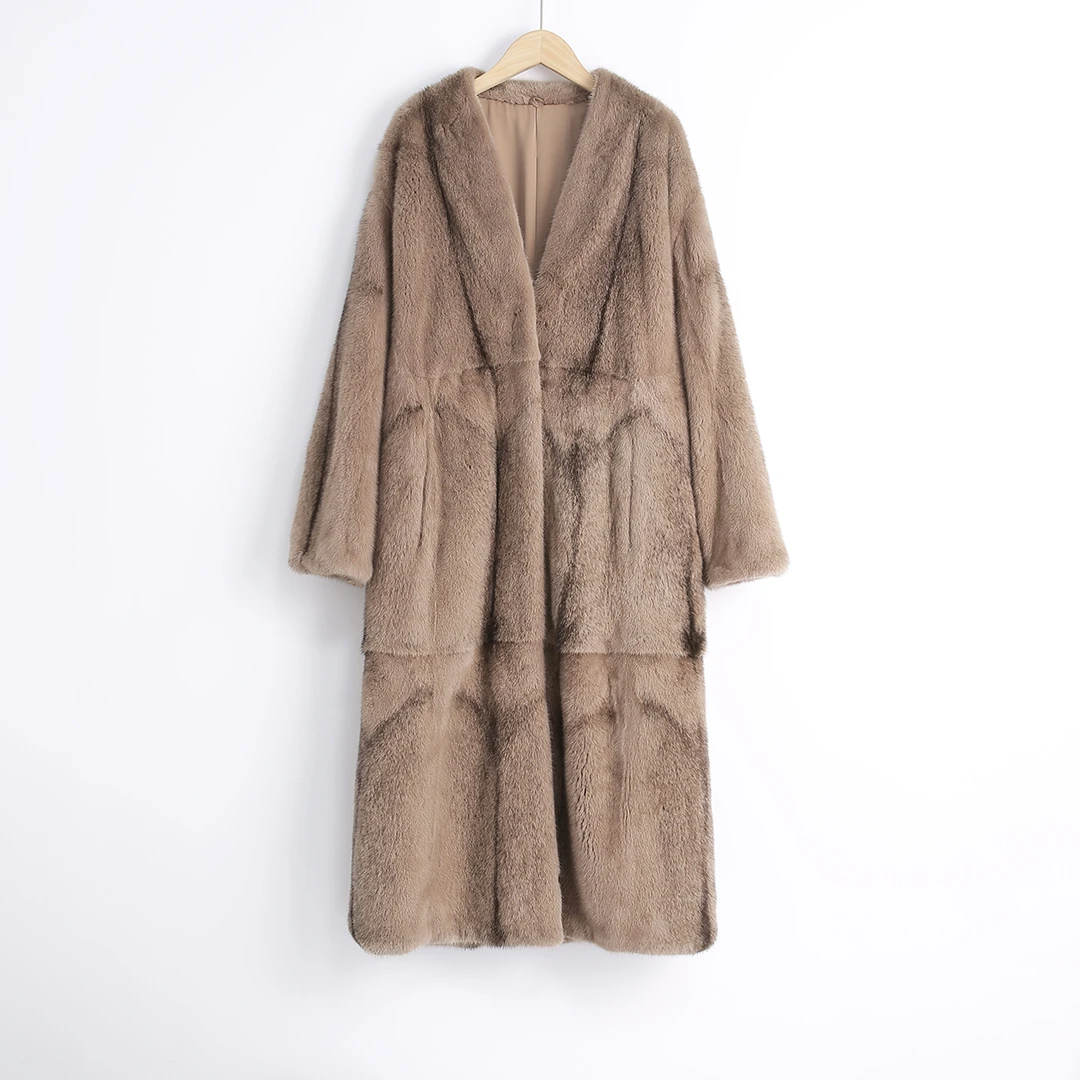 【HONEY AMOR】新品V领轻奢简约水貂毛长款皮草外套 /2207